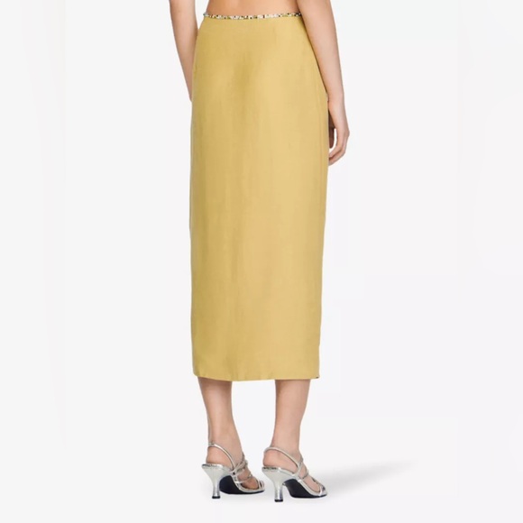 NWOT Sandro Rhinestone Waist Olariane Midi Skirt-w/ missing crystals/dropped hem - Picture 3 of 16